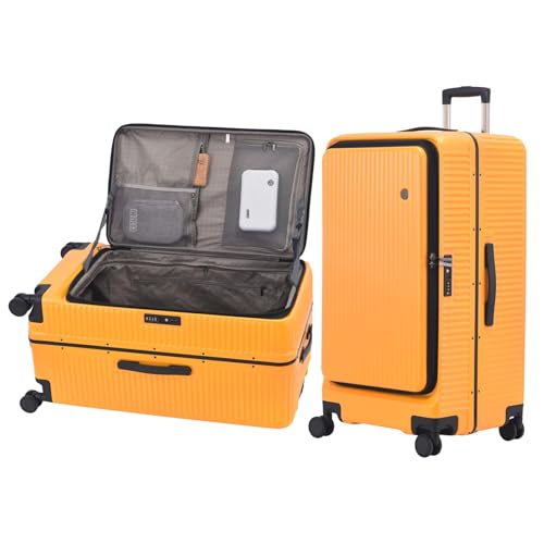 Image of Kaleenie 29 Inch Aluminum Checked Luggage with Side Opening YKK Zipper, 40 * 37 * 77cm, 113L, Lightweight Hardshell ABS+PC Suitcase with TSA Lock, 360 Universal Wheels, Orange