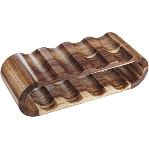 Soporte de vino de madera para 8 botellas con diseño ondulado miniatura 7