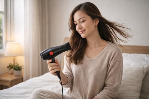 Image of 2000W Mini Hair Dryer for Women & Men | Hot & Cold Air | Compact Travel Hair Dryer with Styling Nozzle | Lightweight Portable Blow Dryer for Home & Salon Use