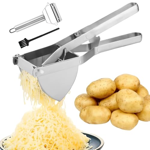 COZHYESS Potato Kartoffelstampfer Edelstahl, Kartoffelpresse mit Komfortablem Griff,Handbetätigt Lebensmittel Masher für Cremige Flauschige Kartoffelpüree,Babynahrung,Obstsäfte,Gemüsebrei