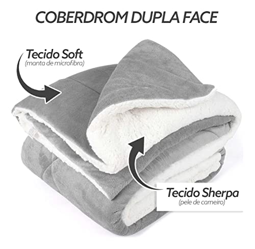 Coberdrom Sherpa/Manta Casal/Queen (Cinza)