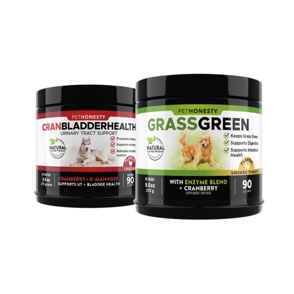 PetHonesty Cranbladder Health + GrassGreen Soft Chew Supplement Bundle - Digestive Enzyme for Dogs, Bladder Support…