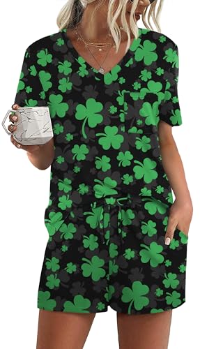 RUBZOOF Women's Short Sleeve St. Patrick's Day Pajama Sets Casual ...