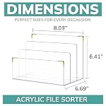 pbf Acrylic File Holder | Clear File Organizer for Desk w/ Gold Accents | Acrylic Desk Organizer, Folder Holder, Mail Sorter, File Stand, Magazine Divider, Laptop, Notebook, & Letter Organizer - Image 2