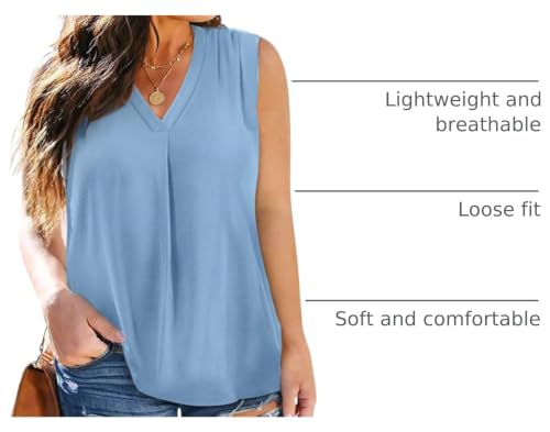 Image of Eytino Womens Plus Size Tank Tops Summer Sleeveless V Neck Casual Loose Chiffon Blouse Office Work Shirts(1X-5X)