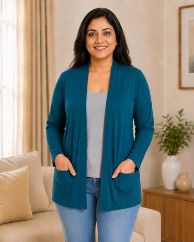 Image of In Love Women's Solid Open Front Shrug with Pockets