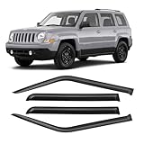 CMVT Auto Window Visors for 2007-2018 Jeep Patriot, Rain Guards Shields Vent Deflector Shade Dark Smoke 2008 2009 2010 2011 2012 2013 2014 2015 2016 2017, Tape-On, 4PCS