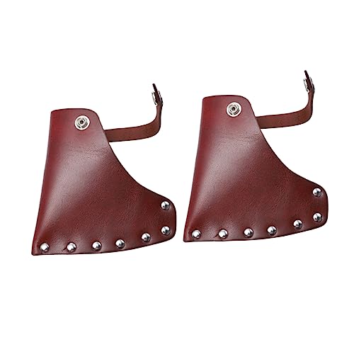 POPETPOP 2-Pack Axe Camping Hatchet Blade Protector Cover Cowhide Head Portable Cover for Hiking