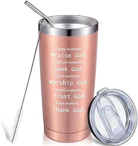 Zopeal Christian Gifts For Women Christian Tumbler Bible Verses Mug Inspirational Religious Gifts Birthday Present for Mother Women Sisters Good Friend, 20 oz Stainless Steel Tumbler (Rose Gold)