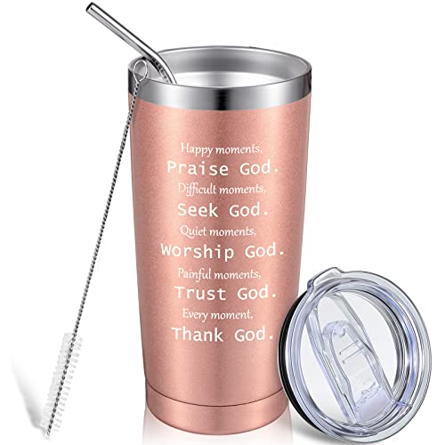 Zopeal Christian Gifts For Women Christian Tumbler Bible Verses Mug Inspirational Religious Gifts Birthday Present For Mother Women Sisters Good Friend, 20 Oz Stainless Steel Tumbler (Rose Gold) #TOP12