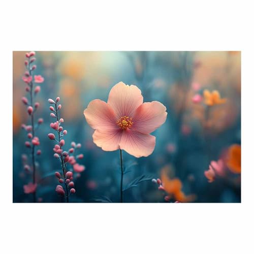 Coquelicot rose bleu déco murale esthétique grand format TERUEA