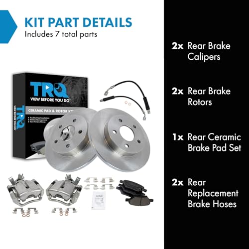 Image of TRQ Rear Brake Pad and Rotor Set Ceramic Calipers Compatible with 2005-2007 Chevrolet Malibu