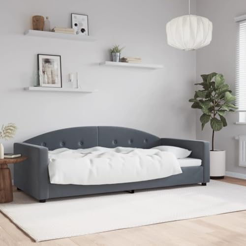 Canapé Lit 2 Places 90x200 cm Gris Velours - Lit de Repos sans Matelas, Convertible Canapé BZ, Design Moderne pour Salon et Chambre d'amis, Cadre Métal et...