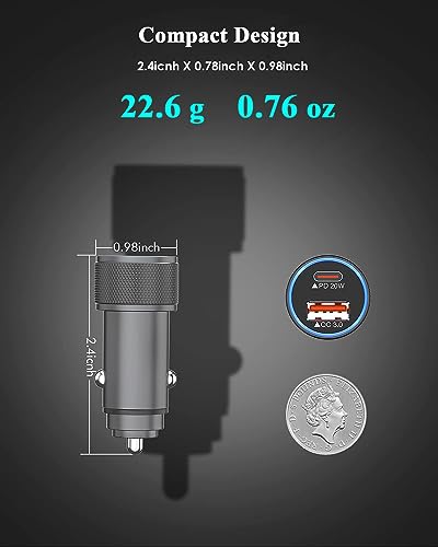 Trimdish JC-20W-AC Apple Iphone Car Charger,[2Pack]Dual Port Usb C+Qc3.0[Apple Mfi Certified]Super Fast Charging Cigarette Lighter Car Iphone Charger Adapter Quick Charging Lightning Cable thumb #4