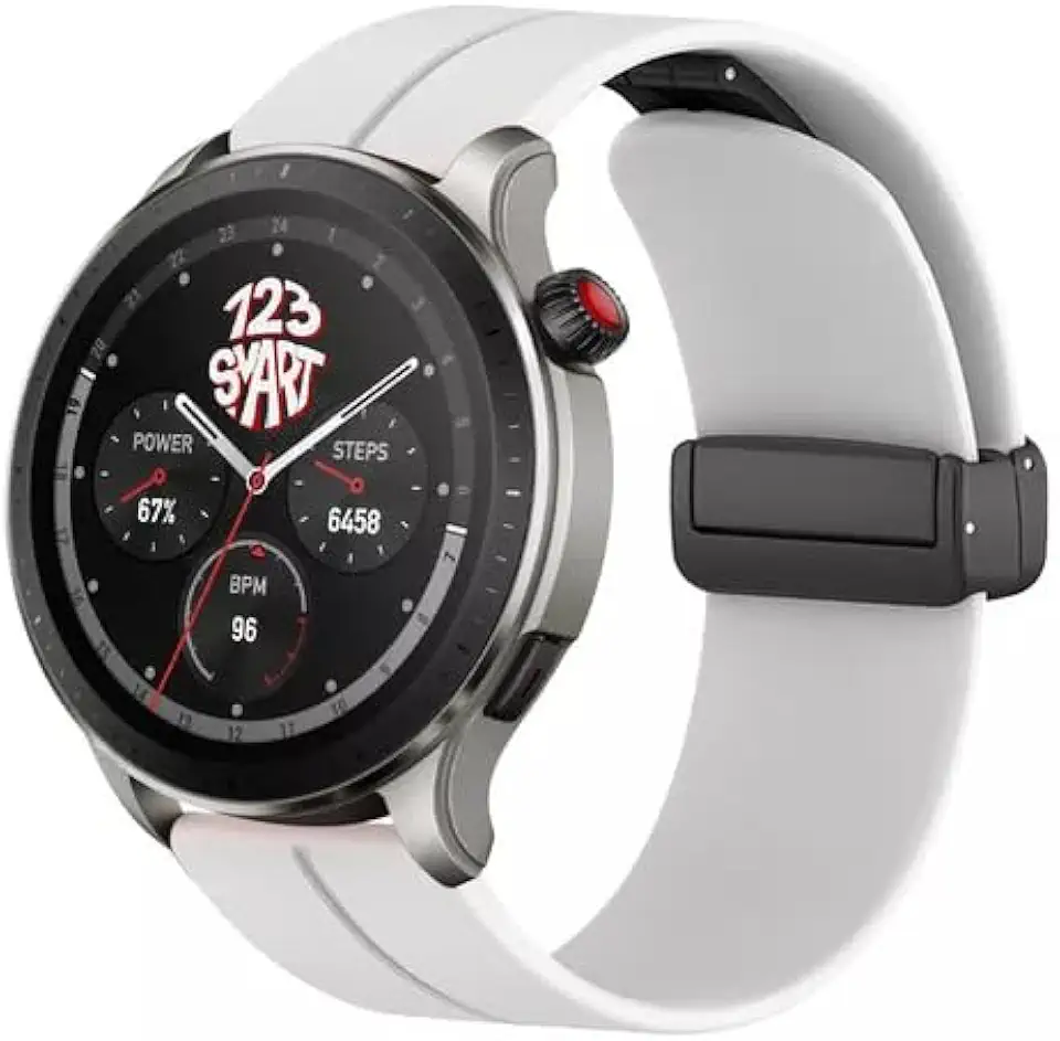 Pulseira de Silicone fecho magnético 22mm Marca 123Smart Compatível com Huawei GT2 46mm GT3 46mm GT4 46mm GT Runner 46mm Venu 2 45mm Venu 3 45mm Vivoactive4 45mm Vivoacitive5 45mm Forenrunner 255 46mm Forenrunner 255 Music 46mm Forerunner 745 Forerunner 945