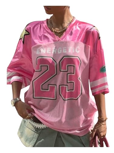 GORGLITTER Women's Y2k Oversized Jersey Shirts Number Graphic Football Custom Baseball Jersey Streetwear