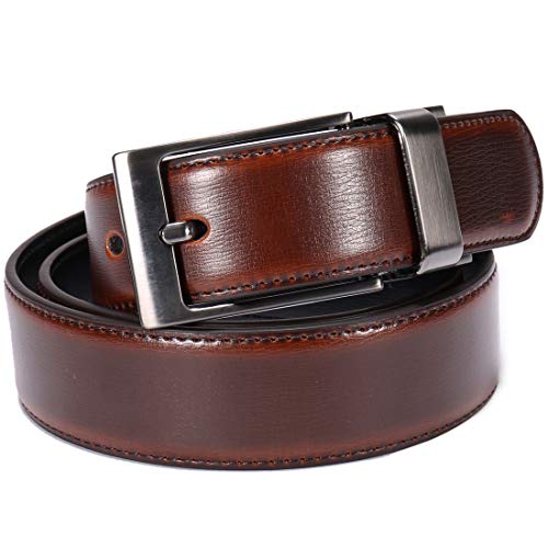 Beltox Fine Men'S Dress Belt Leather Reversible 1.25 Inch Wide Rotated Buckle Gift Box(Black Buckle With Cognac/Black Belt,30-32) thumb #7