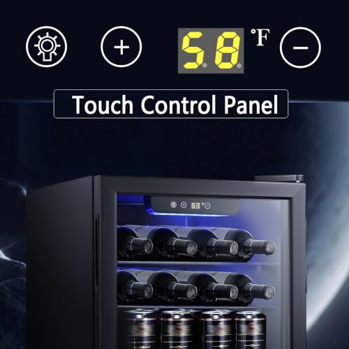 Image of Antarctic Star 2.6cu.ft Wine Cooler /Cabinet Beverage Refrigerator, Small Mini Wine Cellar Fridge, Beer Soda Clear Front Glass Door, Quiet Operation, Adjust Temperature, Freestanding, Black