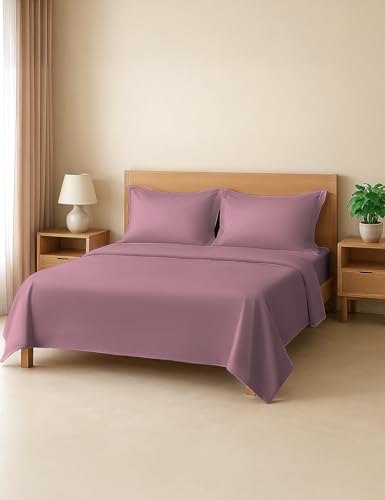 Image of Symbol Premium 100% Pure Cotton Soft Bedsheet for Double Bed - King Size (108x108 inches) with 2 Pillow Covers (27x17 inches) | 400 Threadcount