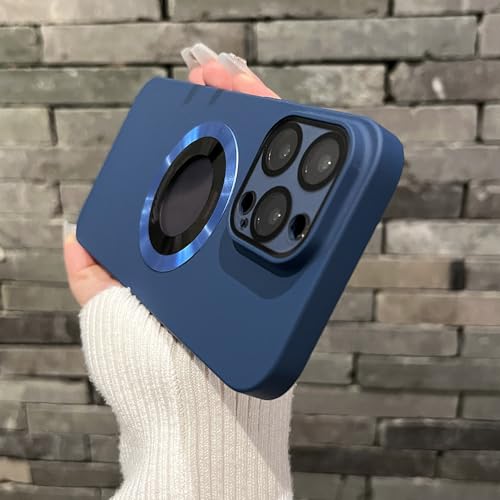 Etui iPhone 15 Pro anti rayure avec protection camera integre bleu marine