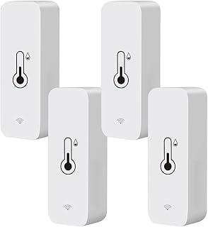 Temperature Humidity Monitor Intelligent Temperature, 4Pcs WiFi Hygrometer Thermometer, Wireless Temperature Humidity Detector for Home Greenhouse (Color : WiFi)