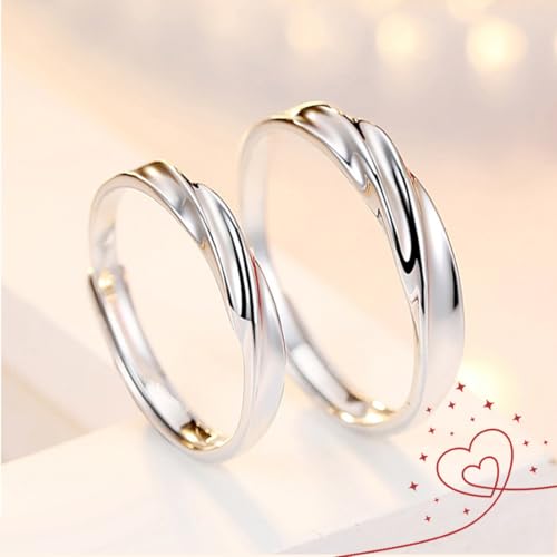 OQKAHIV 2 pcs Ring Edelstahl Wickelring Damen Fingerring, Frauen Verstellbare Ring Ewigkeit Verdrehtes Seil Ring Eheringe Verlobungsring Damen Trauringe Fingerring Engagement Promise Schmuck