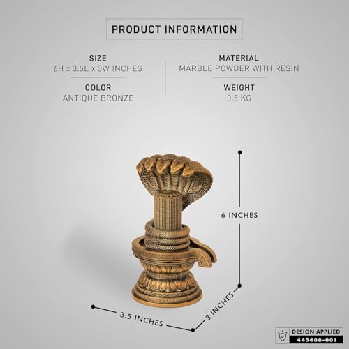 Image of SILAII 1008 Shiva Lingam with Naga Sculpture - 6-Inch Siva Lingam Idol for Pooja | Handcrafted Hindu God Statue in Antique Bronze Finish for Home Temple, Puja Room & Gifting
