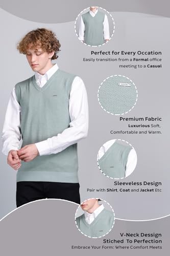 Image of V Neck Cotton Half Sweater for Man Winter Wear - Pullover Sweater for Men