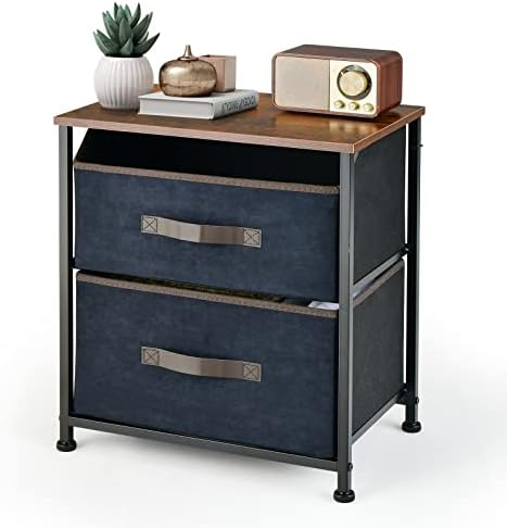 Table de nuit rustique Mojave de 21,5 po (L) x 22,9 po (H) à 2 tiro... - Brick