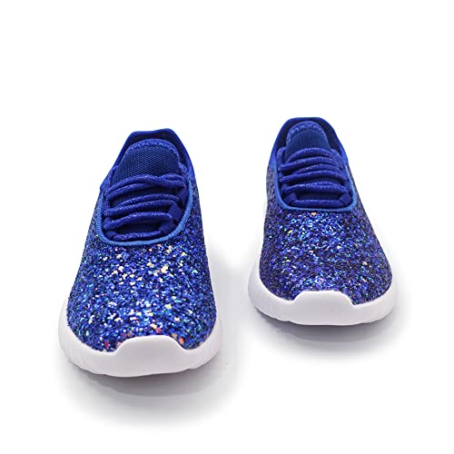K Kip Wok Girls Glitter Sneakers Sparkle Slip On Walking Shoes For Kids/Children Breathable Running Sneakers(Royal Blue,Little Kids 3) #TOP3