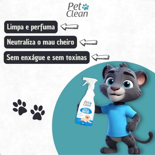 Kit Higiene Pet Clean para Cães e Gatos, Shampoo, Condicionador, Spray Bucal, Lenços Umedecidos, Ban