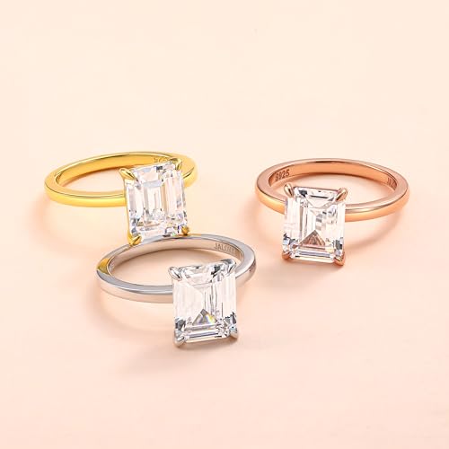 JALOKIVI 3CT 925 Sterling Silver Engagement Rings for Women Emerald Cut by JALOKIVI - Used condition - Image 5