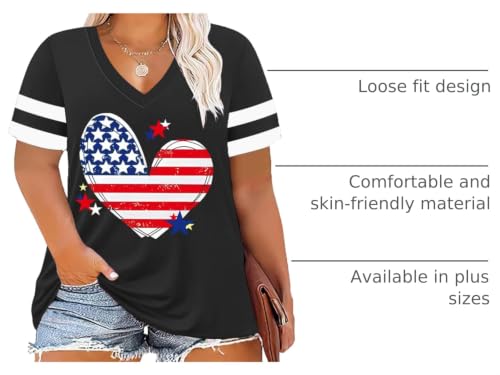 Image of ForHailey Women's Plus Size V Neck Tops Summer Short Sleeve T Shirt