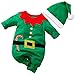 AGQT Baby Weihnachtskostüme,Baby Jungen Mädchen Weihnachtsmann Elf Strampler,Onesie mit Mütze Weihnachtskleidung Grün Größe 3-6 Monate(66)