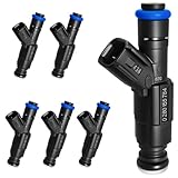 SeyPon Set of 6 Upgraded 4 Holes Fuel Injectors Fit for Jeep: Wrangler/Cherokee/Grand Cherokee V6 4.0L 1999-2004, for Dodge: Ram 1500/2500 Van/ 3500 Van V6 5.2L 2000-2003, OEM # 0280155784