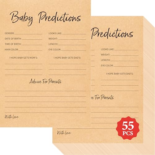Image of 55PCS Baby Predictions and Advice Cards, Double Sided Baby Shower Decorations Cards Wishes to Baby for Parents