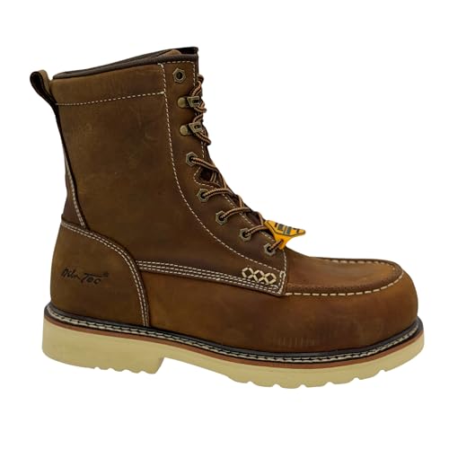 Ad Tec Men’s Apex 8” Composite Safety Moc Toe Work Boot - 9182, ASTM F2413-18 M/I/C, F3445-21(SR), F2892-18 (EH) Certified, Full-Grain Leather2