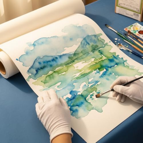 Papel de acuarela BHPAI de 140 libras prensa fría rollo cortable para tinta y acrílico A4