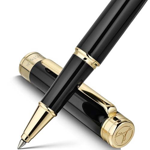 Stylo roller laqué noir et encre à débit précis MCNTEIK pour écriture fluide