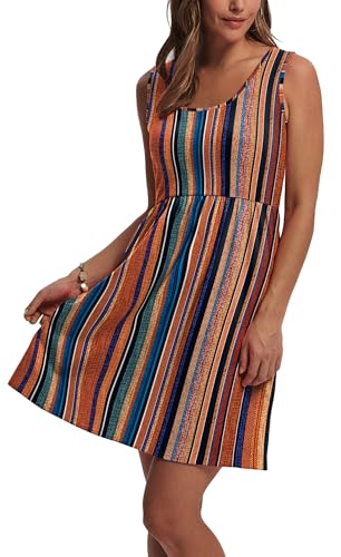 Image of WIHOLL Women's Summer Dress 2026 A-Line Sleeveless Casual Sundress with Pockets Floral /Solid
