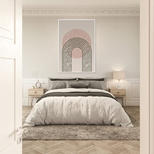 Art mural abstrait corail beige pour un salon design et lumineux