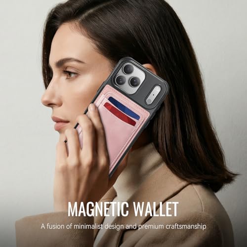 Usroom for iPhone 17 Pro Max Wallet Case Compatible with Magsafe, Magnetic RFID Blocking Card Holder Kickstand 2 in 1 Detachable Case for iPhone 17 Pro Max 6.9", Rose Pink by Usroom - Used condition - Image 7