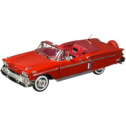 Motor Max 1:24 W/B American Classics 1958 Chevrolet Impala Convertible Diecast Vehicle for unisex-children, Red Cover