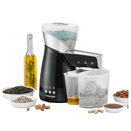 ROMMELSBACHER OP 700 elektrische Ölpresse Emilio, schonendes Kaltpressverfahren, 2 Spezial-Pressschnecken für kleine und große Saaten, Kerne, Nüsse, täglich frisches Öl ohne Zusatzstoffe