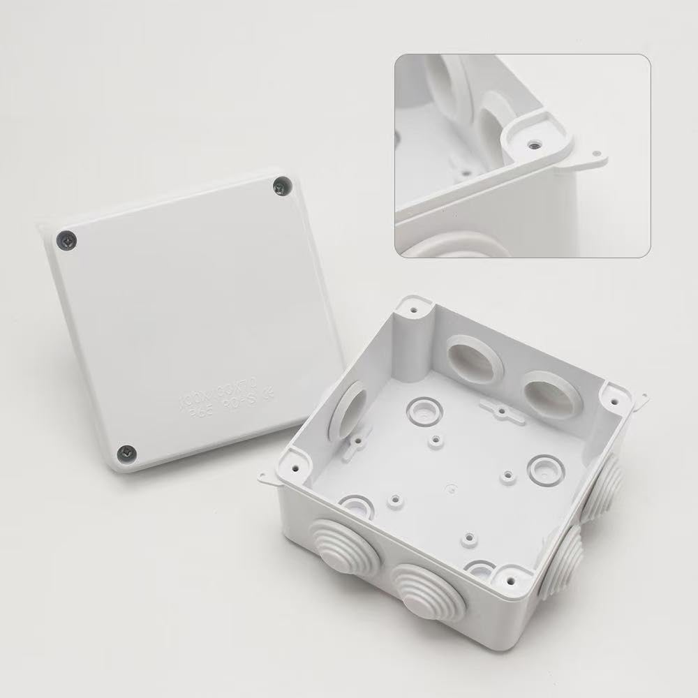 Electrical Junction Box IP65 Dustproof Waterproof ABS Plastic Project Enclosure for Electronics 3.9 x 3.9 x 2.8 inch(100 x 100 x 70 mm)