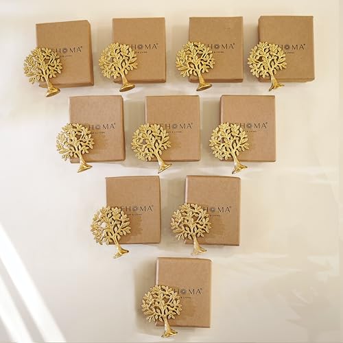 Image of BEHOMA 100% Pure Brass Kalpvriksh Tree with - Set of 10, 8.5 cm | Vastu Brass Tree of Life figurine showpiece - as a collectible display accent (Set of 10, 8.5 cm)