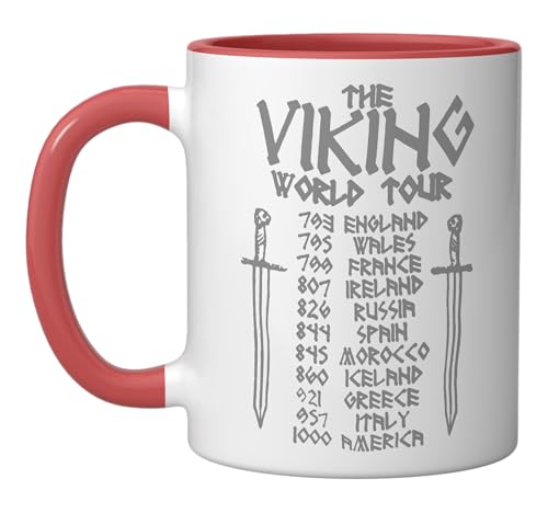 Vaso de cerámica Viking World Tour 11oz rojo/blanco miniatura 1