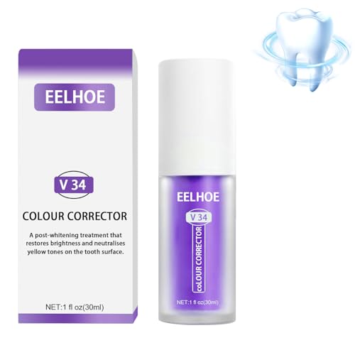 Ksndurn V34 Purple Color Corrector Toothpaste - Teeth Whitening and Brightening Booster, Stain Removal, Sensitivity Relief, Cavity Protection