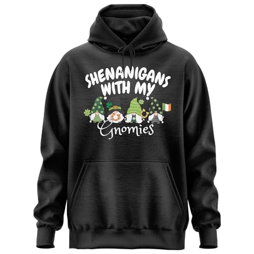 Shenanigans with My Gnomies Hoodie, Casual Irish Hoody, St Patrick Day Hoodie for Men Women Black