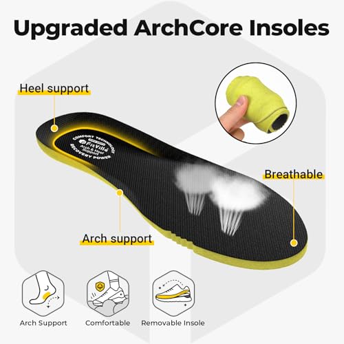 FitVille Wide Fit Running Shoes for Men with Arch Support, Lightweight Cushioning, Slip-Resistant Outsole, Comfortable Road Walking Trainers Wide 10 UK Black - Image 5